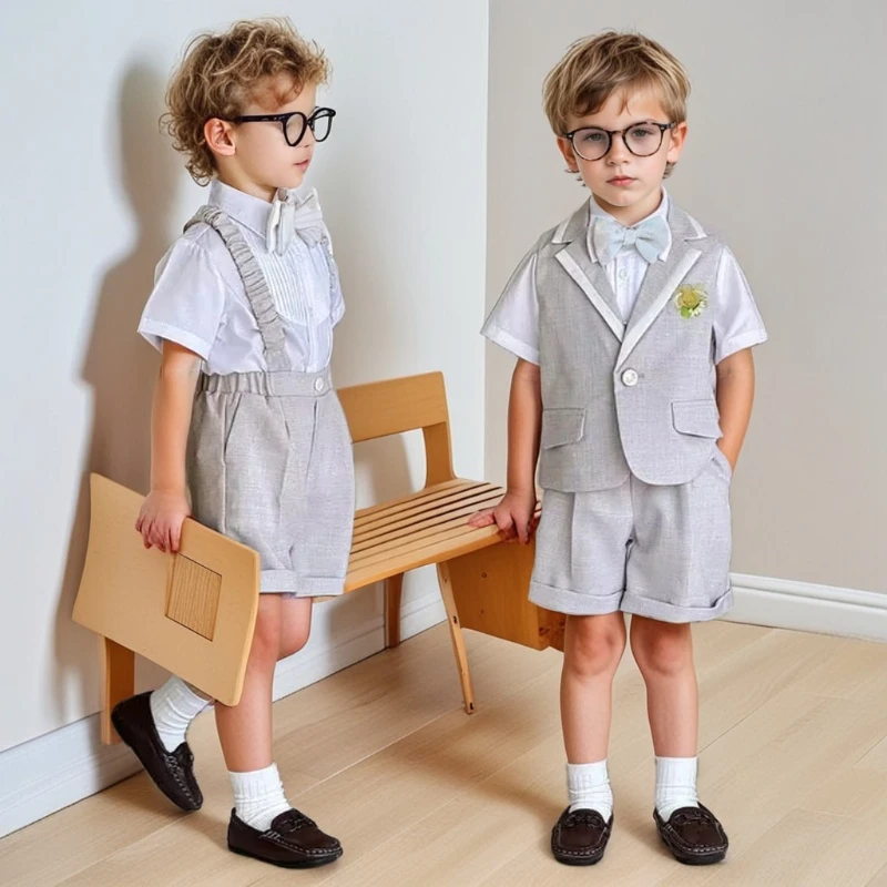 Costume cérémonie garçon bretelles — Petit gentleman parfait — vue 2