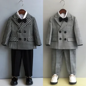 Costume pied-de-poule garçon — Petit gentleman intemporel