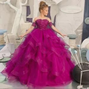 Robe de bal fille épaules nues — Petite princesse du soir
