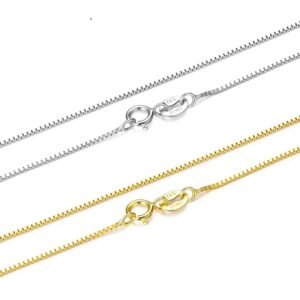 Collier chaîne fine maille boîte doré et argenté