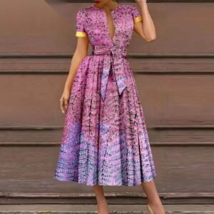 Robe Dashiki ceinturée, imprimé 825
